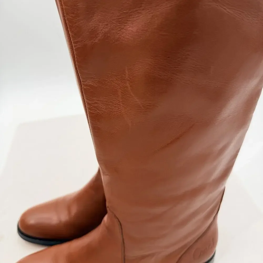 Coach Cheyenne Brown Soft Calf Leather Over the Knee Riding Boots Womens 8